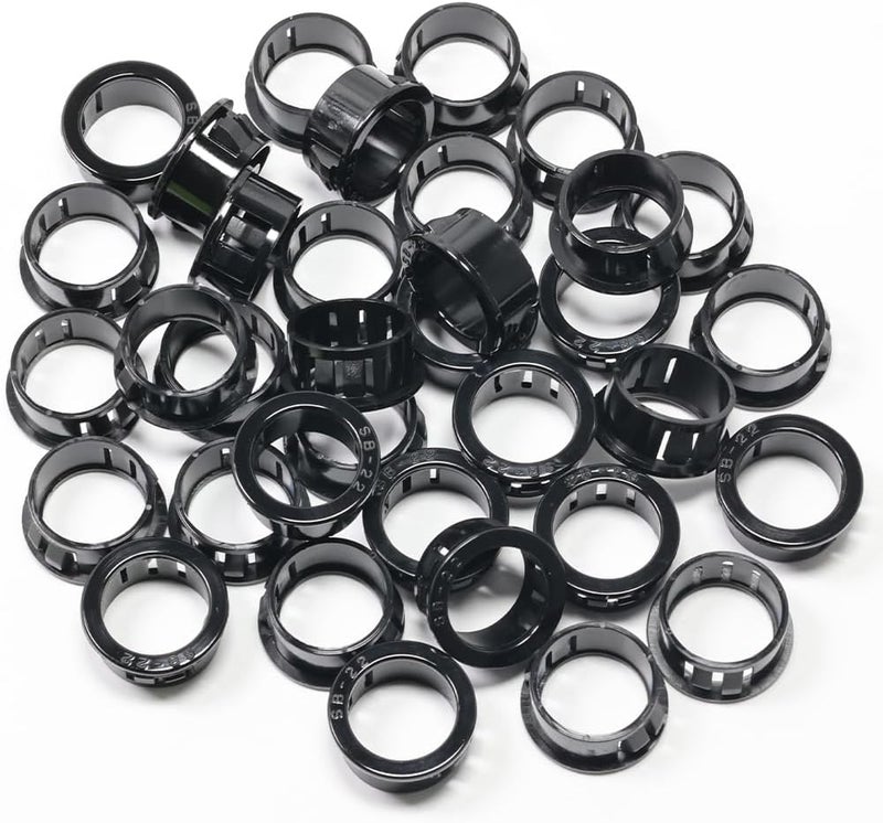 EASYEAH Store 7/8"(22mm) Black Snap-in Knockout Insulating Bushing Grommets, Plastic Cable Hole Grommet for Wiring, Round Nylon Snap in Locking Electrical Wire Cord Hose, Tubing Bushings Grommets, 35pcs - Image 1
